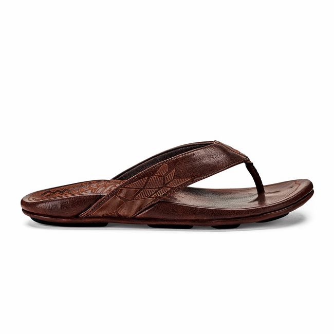 Olukai Men's Kulia Flip Flop - Dark Wood US750-481